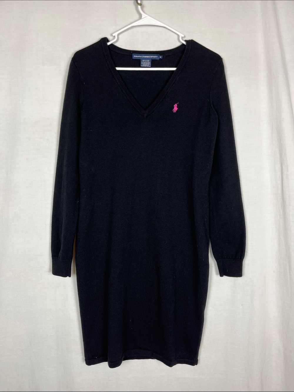 Vintage Y2K Ralph Lauren Sport Merino Wool Blend Long Sleeve Sweater Midi Dress